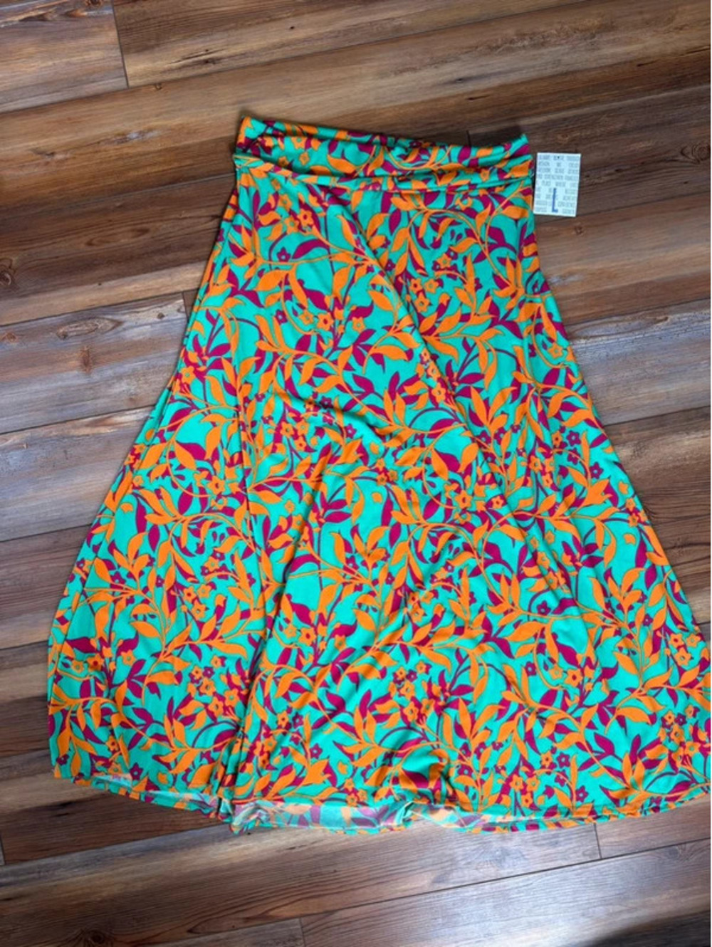 Lularoe patterned maxi skirt size large new with tags